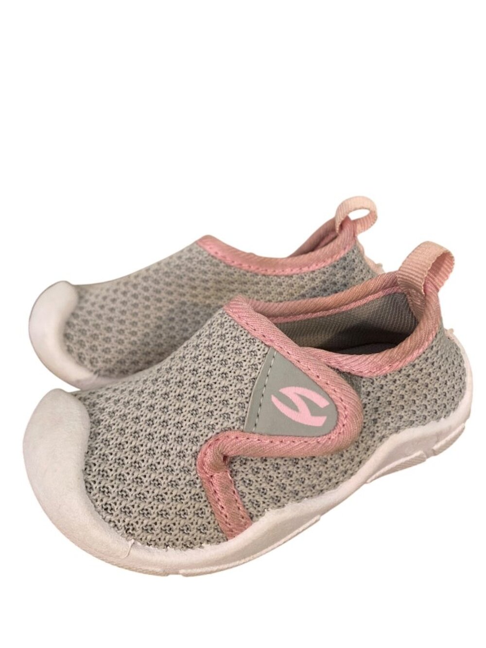 Hobibear Toddler Slip-On Sneakers Gray Pink Size 22 Lightweight Mesh Sole